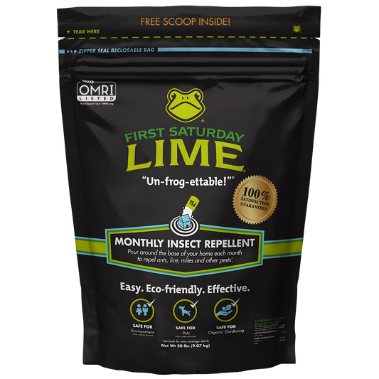 First Saturday Lime Insect Repellent - 20 LB Bag - Multi-Purpose Insect Control for Gardens, Homes, and Barns